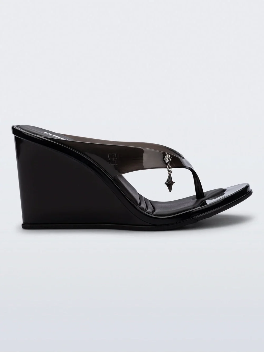 Melissa Jelly Thong Sandal Heels | Nabeela in Clear Black | Size 9